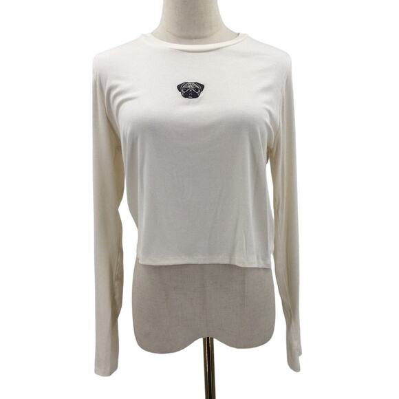WILD FABLE XXL 2x plus cream crew long sleeve ribbed crop top shirt NWT B112 - Picture 1 of 7